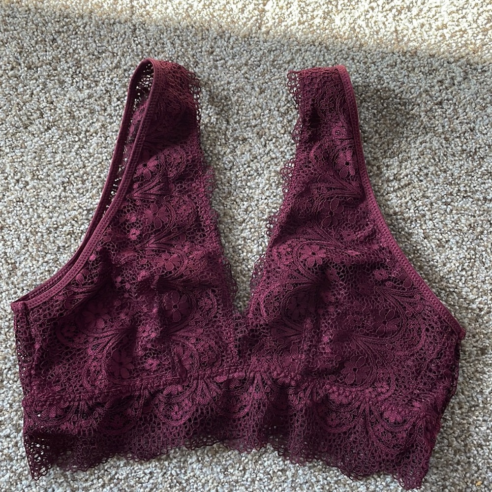Maroon lace bra